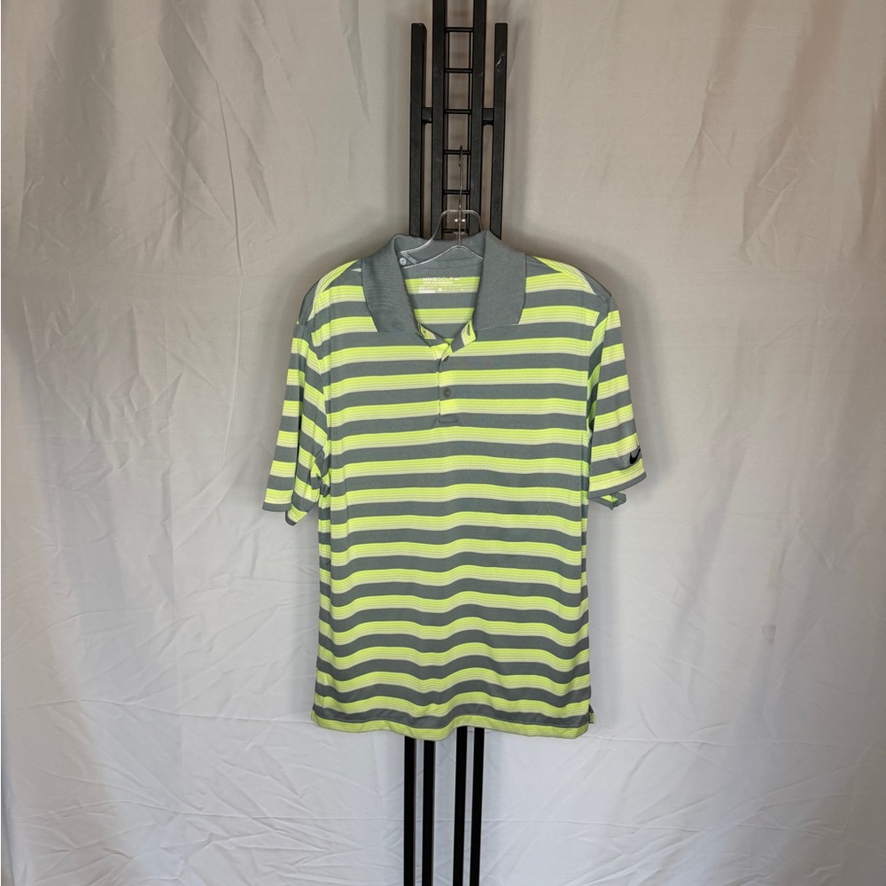 Nike Gray and‎ Yellow Striped Polo Shirt